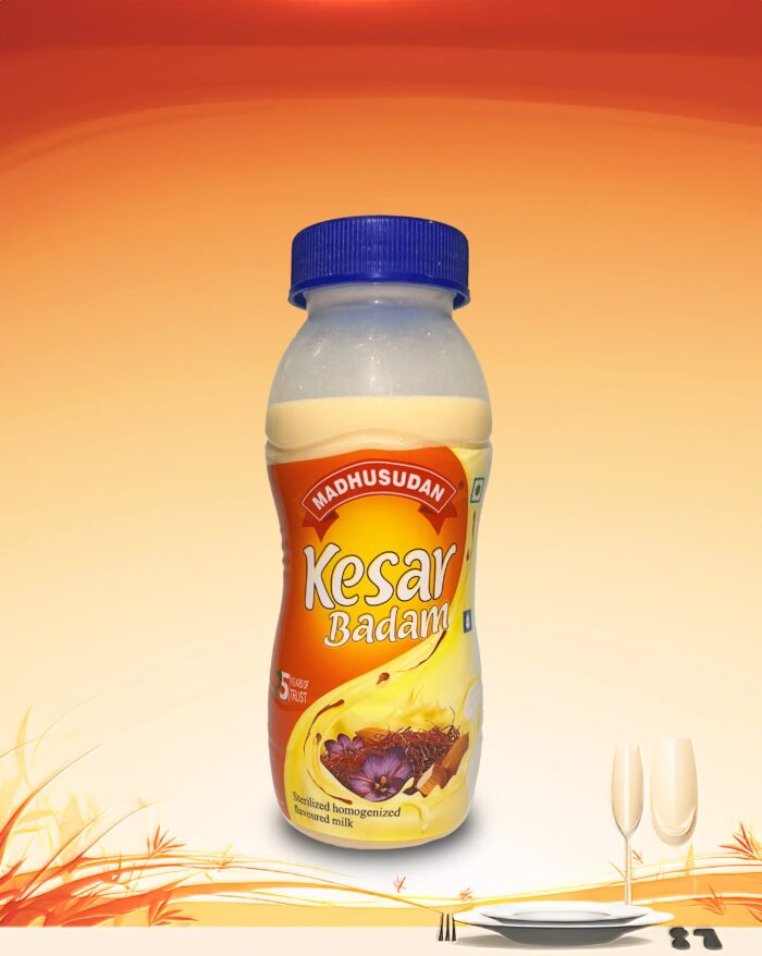 Madhusudan Flavored Milk 200 ml Kesar Badam Bottle Pack