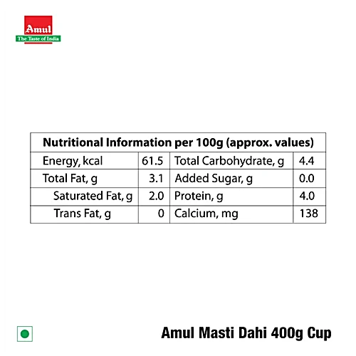 Amul Masti Dahi, 400 g Cup - Image 2